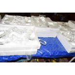 QUANTITY OF BOXES WITH GLASS CHANDELIER AND FITTINGS WITH INSTRUCTIONS FOR ASSEMBLY (6 BOXES IN