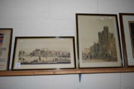 TWO COLOURED PRINTS 'THE TOWER AND MINT' AND 'THE FRONT TO ST JAMES PALACE', BOTH F/G (2)