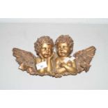 PAIR OF WOODEN ANGELS WITH GILT DECORATION