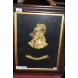 FRAMED GILT RELIEF OF KING CHARLES II, FRAME WIDTH APPROX 42CM