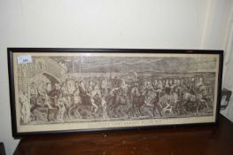 FRAMED 19TH CENTURY PRINT 'CHAUCER'S CANTERBURY PILGRIMS'