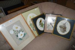 VARIOUS FRAMED ORNITHOLOGICAL AND FLOWER PRINTS