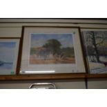 SIGNED JOHN TRICKETT PRINT OF A HARVEST SCENE