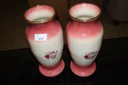 PAIR OF FLORAL DECORATED VASES