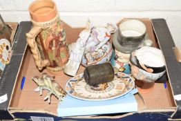 QUANTITY OF CHINA WARES INCLUDING TWO CONTINENTAL FIGURES, TOBY JUGS ETC