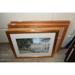 QUANTITY OF FRAMED PRINTS AND PICTURES INCLUDING OIL ON BOARD ANIMAL STUDIES, F/G WATERCOLOUR -