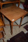 OAK TABLE WITH BARLEY TWIST LEGS, APPROX 57 X 53CM