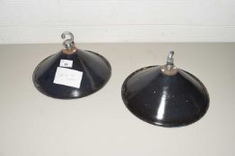 PAIR OF VINTAGE ENAMEL INDUSTRIAL STYLE CEILING LIGHTS