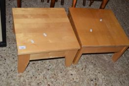 TWO SIMILAR LOW OCCASIONAL TABLES, EACH APPROX 40CM SQUARE