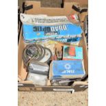 BOX OF VARIOUS CAR SPARES AND LIGHTS