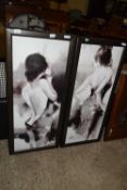 PAIR OF FRAMED PRINTS ON CANVAS, EACH WIDTH APPROX 48CM