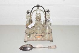 SILVER PLATED GLASS CONDIMENT SET