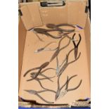 BOX CONTAINING QUANTITY OF SMALL PLIERS AND TWEEZERS