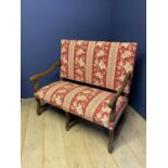 Jacobian style high backed oak framed upholstered hall settle (condition, generally good, lacks