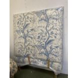 Decorative Headboard in a blue and white Toile style fabric, GOOD CONDITION and matching lamp,