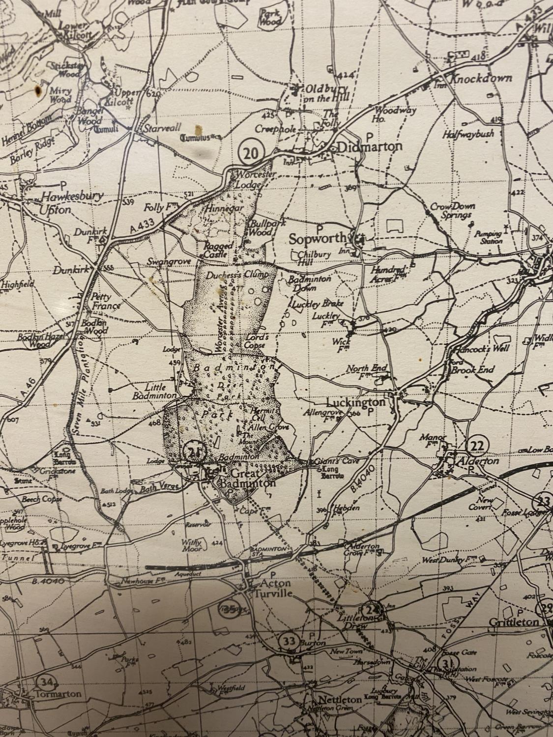 Three maps: 1950s framed and glazed black and white map of The Duke of Beaufort Hunt Country and a - Image 4 of 6