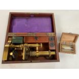 Victorian unsigned cased monocular microscope (condition good, some minor tarnish) , complete with