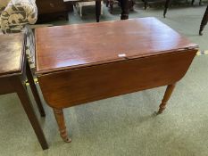 Victorian mahogany drop leaf oblong small pembroke table, 90cmW x 100cm