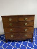 Victorian mahogany chest of 2 short above 3 long drawers 93W x 92cmH (condition, some chips, losses,