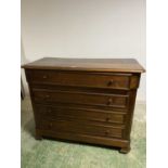 C19th continental oak chest of 4 long graduated drawers, 130cm L x 102cm H (condition generally