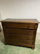 C19th continental oak chest of 4 long graduated drawers, 130cm L x 102cm H (condition generally