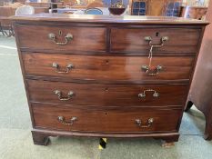 A good C19th mahogany bow front chest of 2 short and 3 long graduated drawers, 105cmL x 88cmH,(