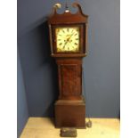 Victorian mahogany short Long Case Clock, with 2 lead weights, painted on dial Thatcher Wantage, 180