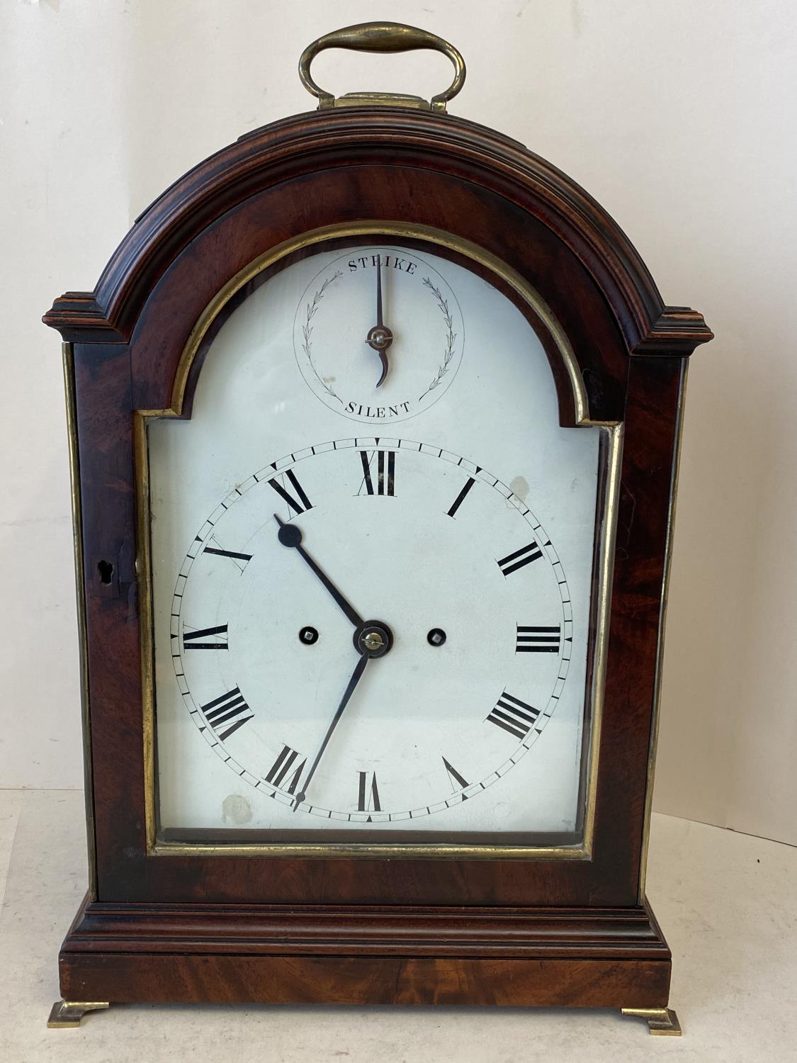 C18th Mahogany cased bracket clock, with brass top carrying handle, glazed back and front doors, and - Image 4 of 14