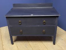 Painted chest of 2 long drawers , on castors, 92cmL (condition, a few small marks and minor chips)