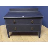 Painted chest of 2 long drawers , on castors, 92cmL (condition, a few small marks and minor chips)