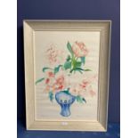 Victorian E Webb Watercolour study of Peonies in a vase, signed and dated, 70 x 49.5cm