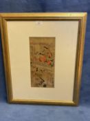 Torrii School, Japanese Woodblock prints with hand colouring Kabuki Scene, signed, 31.5 x 14.5cm