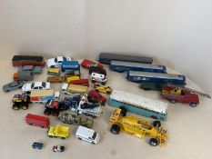 Quantity of old toys, including Dinky (condition worn)