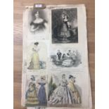 C19th a large collection of engravings period portrait studies to include fashion plates on double
