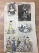 C19th a large collection of engravings period portrait studies to include fashion plates on double