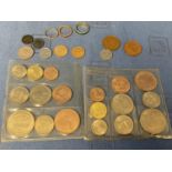 Small quantity English coinage and 3 small yellow metal rings