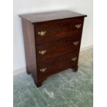 Small chest of 3 long drawers 77W x 89cmH approx.