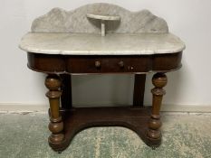 Duchess Marble top wash stand, and a Victorian painted cupboard with a marble top , and an oak