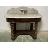 Duchess Marble top wash stand, and a Victorian painted cupboard with a marble top , and an oak