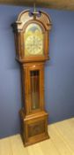 A Mid C19th American mahogany Tall Case Clock with Arched silvered dial and 2 subsidiary dials and a