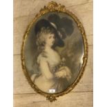 Original gilt framed oval portrait of a regal lady