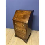 Small 19th century mahogany ladies writing bureau with fold down top revealing fitted interior