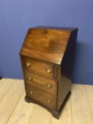 Small 19th century mahogany ladies writing bureau with fold down top revealing fitted interior