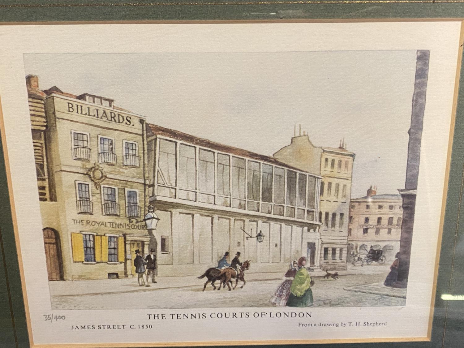 9 various architectural prints, including set of 3 vintage prints of tennis courts of London , - Image 8 of 9