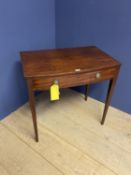 Edwardian mahogany side table with one long drawer, 76cmL, (condition generally good, some minor
