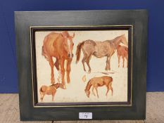 A Glossop 1879-1955 (S Africa) Oil on board - study of horses 20 x 24.5cm approx