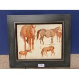 A Glossop 1879-1955 (S Africa) Oil on board - study of horses 20 x 24.5cm approx