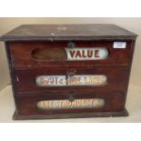 Old vintage 3 drawer chest, see images - very worn with losses and breakages