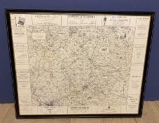 Three maps: 1950s framed and glazed black and white map of The Duke of Beaufort Hunt Country and a