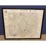 Three maps: 1950s framed and glazed black and white map of The Duke of Beaufort Hunt Country and a